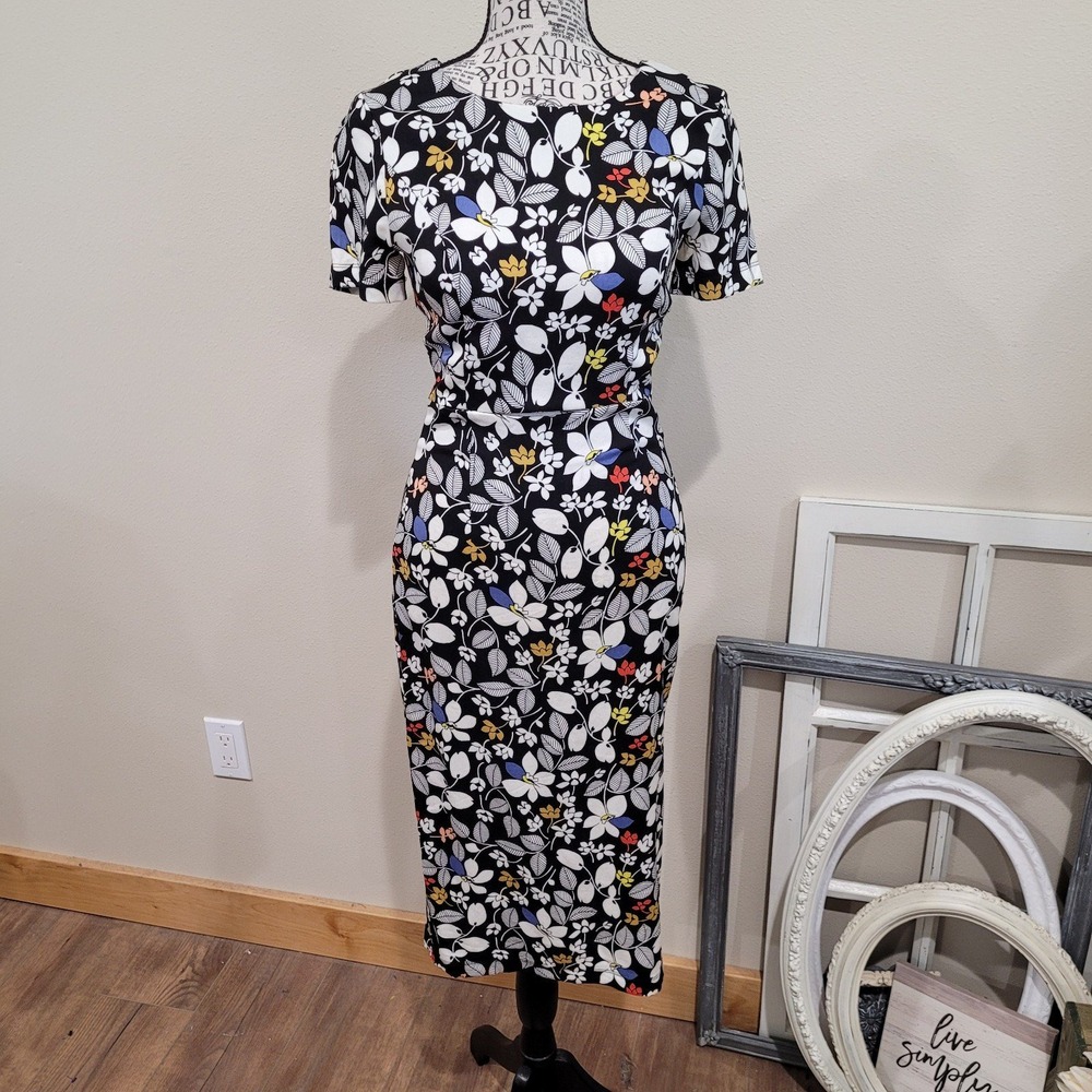 Suno Women's SZ 0 midi dress floral with front cutout back exposed zip 95% silk